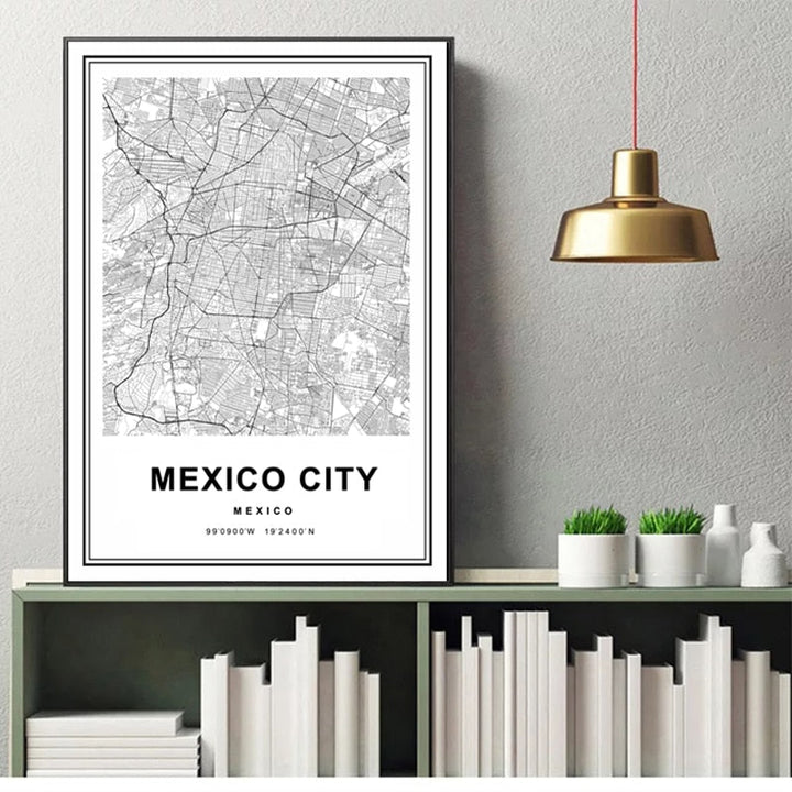 Mexiko by Kart Mexiko Trykk Kunst - Lerret Veggkunst Maleri