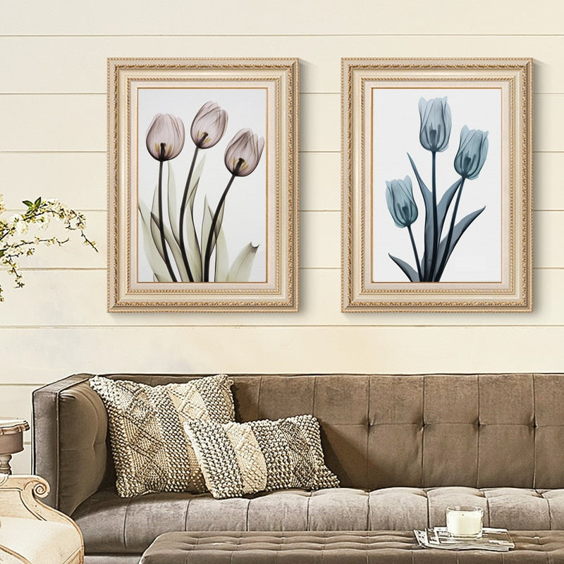 Moderne europeiske tulipanmotiv, transparent - lerretsbilde