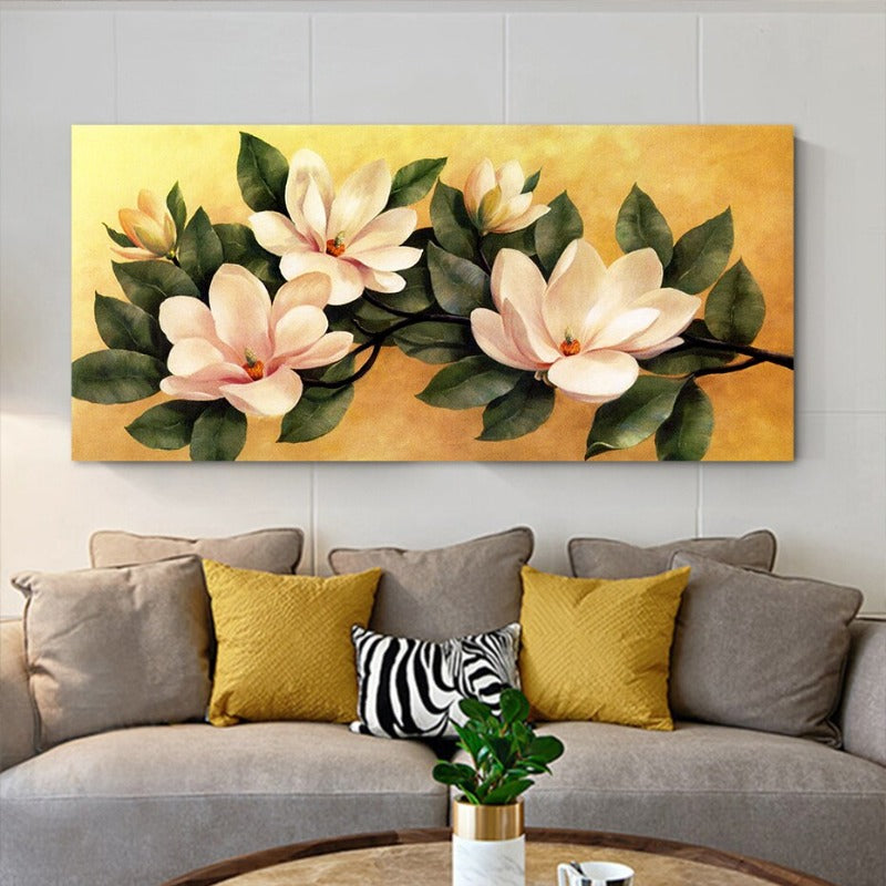 Vintage plakat med magnoliablomster – lerretsbilde