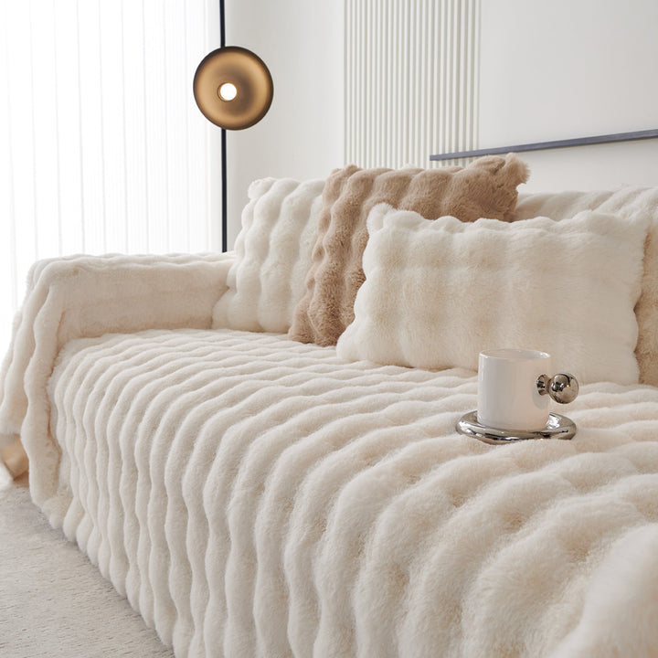 Luksus Ripple Faux Fur Sofa Deksel - Moderne, Stilig & Holdbar Sofa Beskyttelse | Skanto