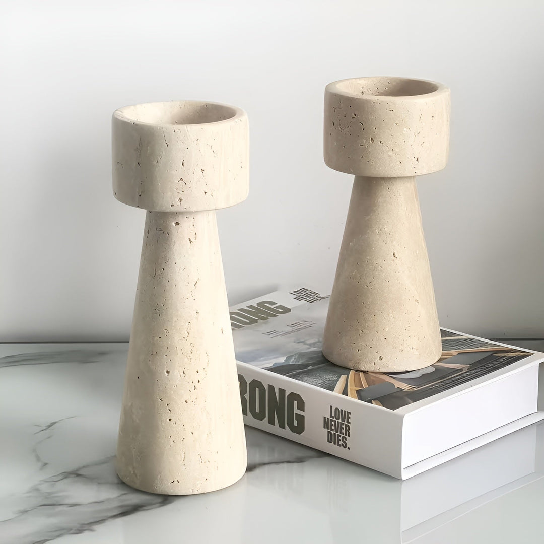 Marmor lysestake laget av naturstein – Elegant & Dekorativ | Polert for bord, bryllup og stue | Skanto