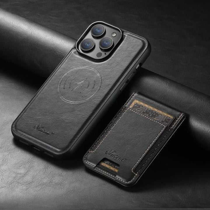 LuxCase lærveske med kortlomme og stativ – Passer for iPhone | Skanto