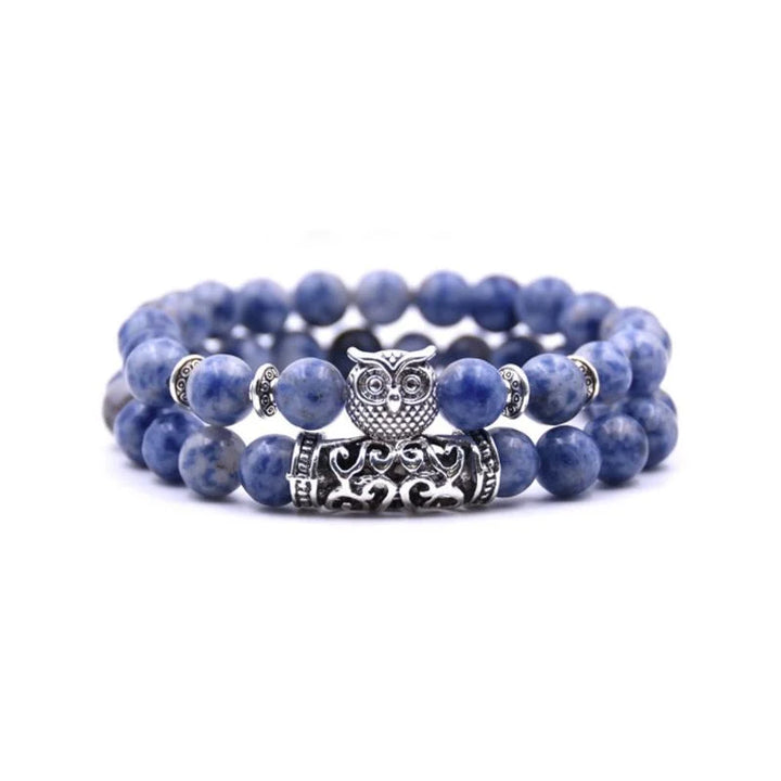 Skanto | Ugle Charm Naturlig Stein Armbånd