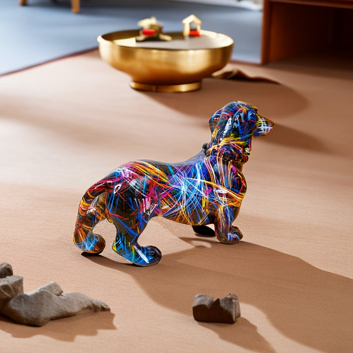 Skanto | Dachshund Delight – Fargerik Dachshund-skulptur for en Lekfull Atmosfære i Hjemmet
