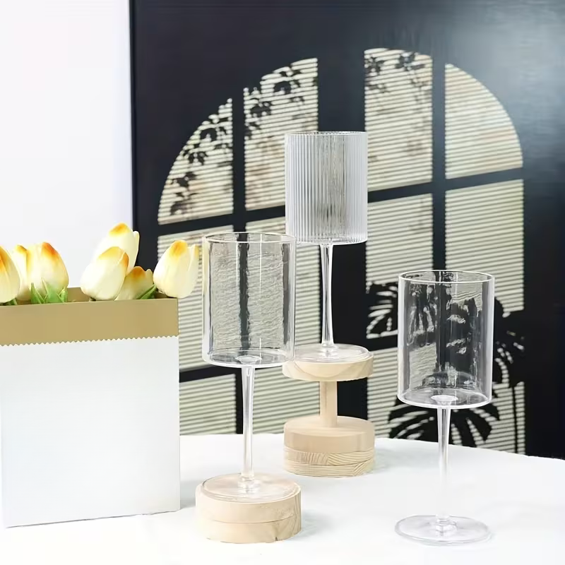 Krystallglass med vintage-riller – Gjennomsiktig og dekorativ | Elegant glass for hverdagsbruk og tabbouleh-kultur