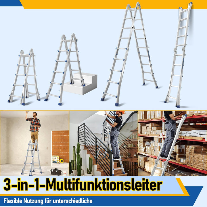 Teleskopstige Multifunksjonsstige 3 i 1 Aluminiumsstige | Skanto