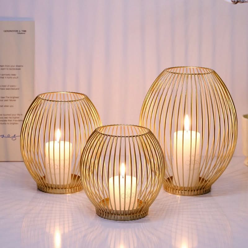 Skanto | Set with 3 vintage black metal lantern candelabras
