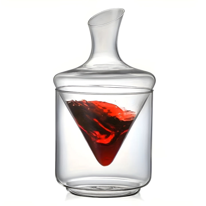 Vinkaraffel med rask lufting – Elegant fossefalldesign laget av glass | For en mer intens aroma og stilig vinopplevelse