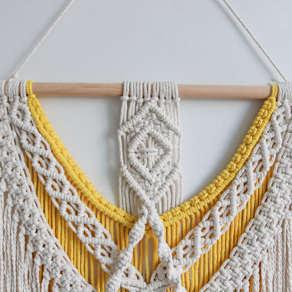Skanto | Gul Stort Makrame Veggteppe Tapestry