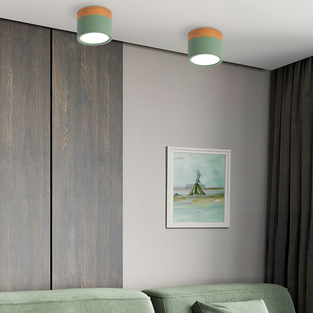 Skanto | Taklampe med rosa flush trefinish