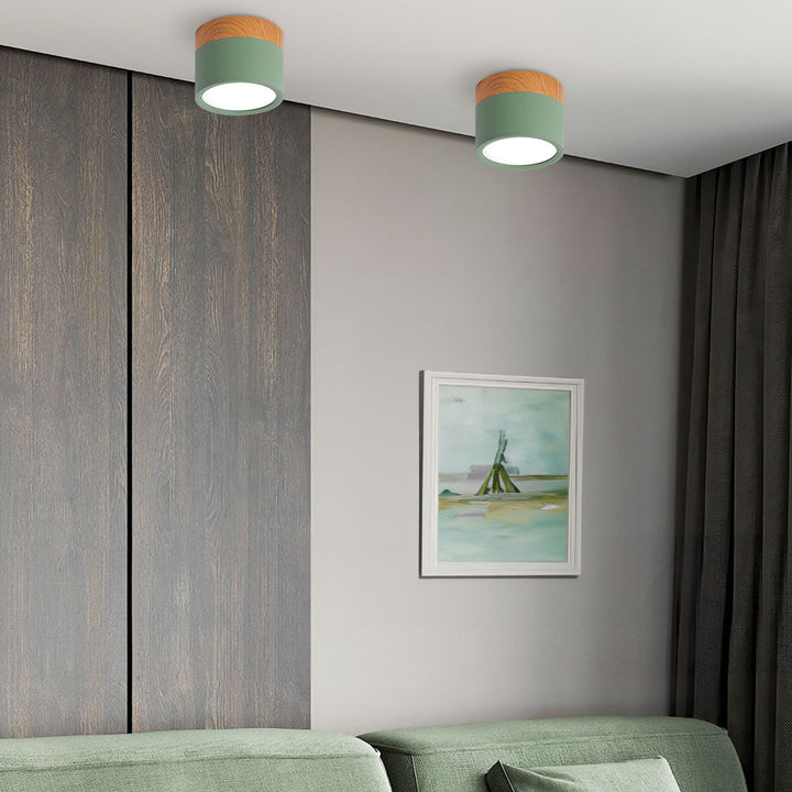 Skanto | Taklampe med rosa flush trefinish