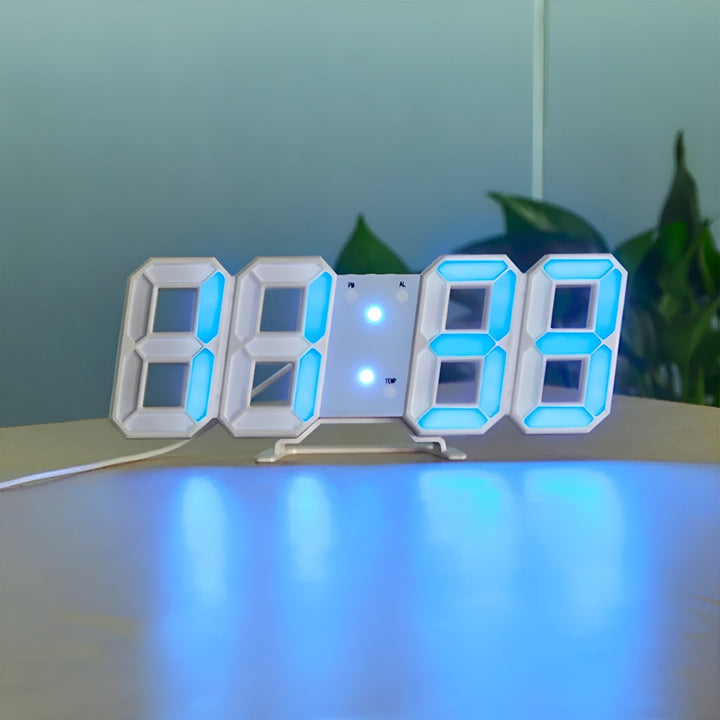 Skanto | PixelTime Klokke – Moderne 3D LED Digital Vekkerklokke med Temperatur, Dato & Alarm
