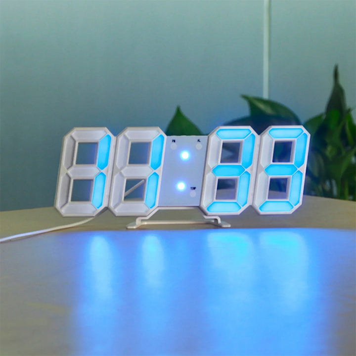 Skanto | LumiSync 3D LED Veggklokke – Moderne Digital Klokke med Dimmer Belysning