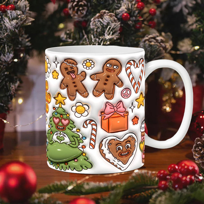 3D Jul Gingerbreadmann Keramisk Kaffe Kopp | Skanto