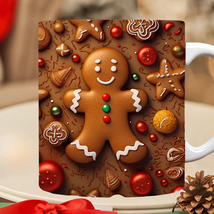 3D Jul Gingerbreadmann Keramisk Kaffe Kopp | Skanto