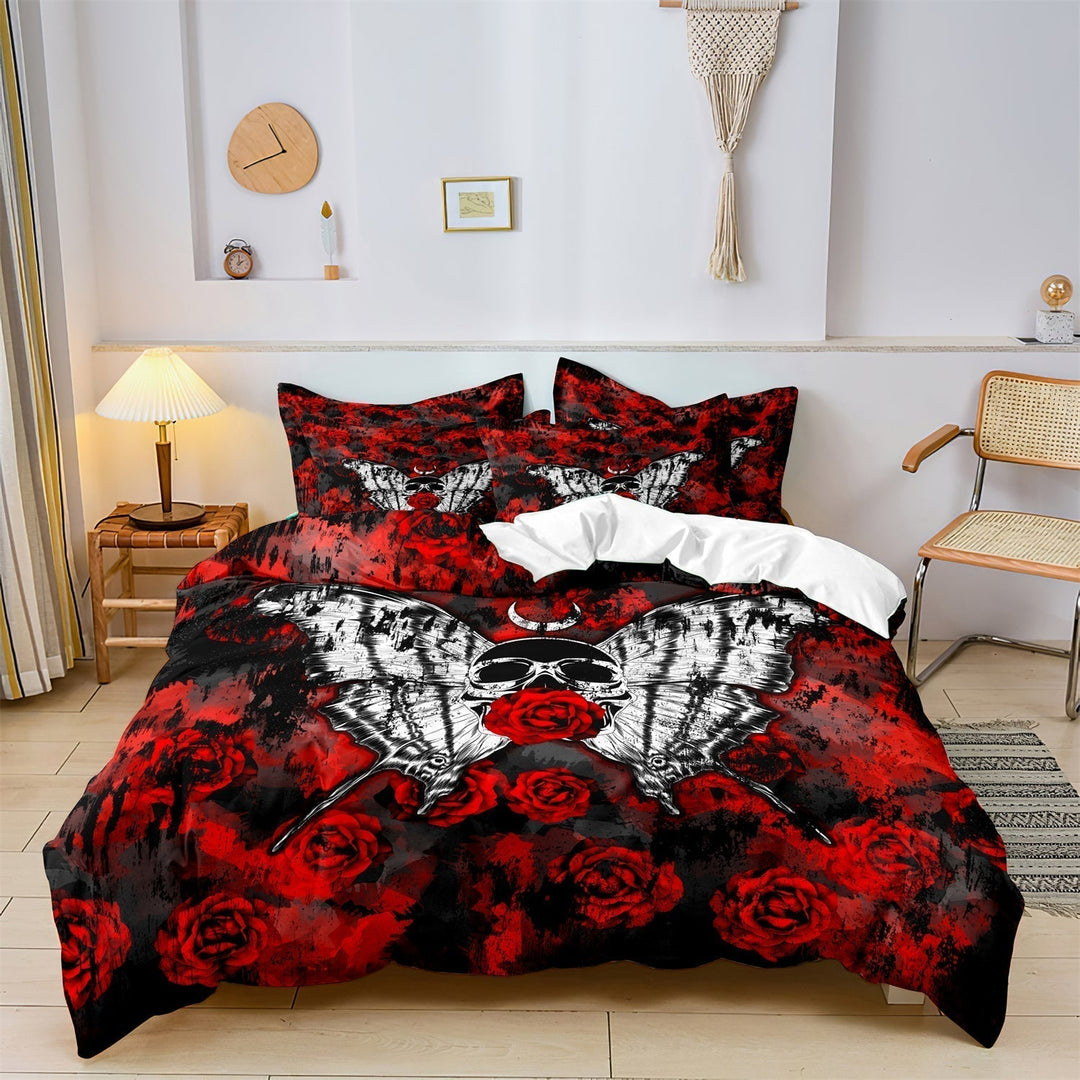 Skanto | GothicLuxe - Hodeskalle & Rose-tema Sengesett