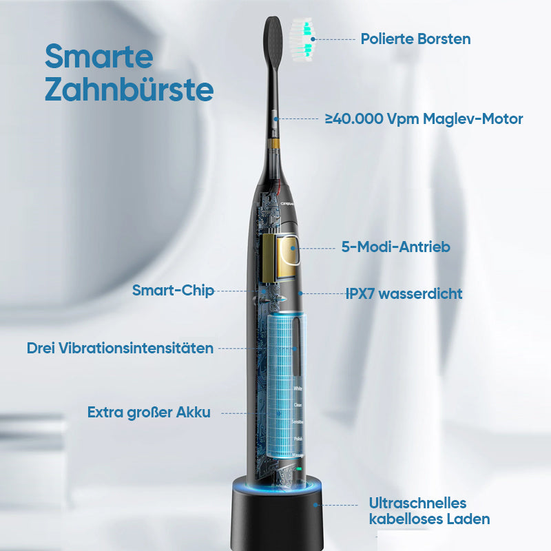 Skanto | Sonic Elektrisk Tannbørste | 6 Moduser & IPX7 Vanntett | Hvit, Svart, Rosa