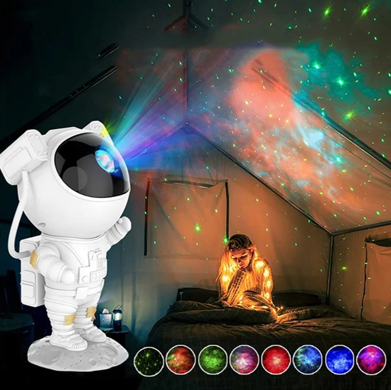Astronaut Nattlys Prosjektor – LED Stjernehimmel Prosjektor for Barnerom, Beroligende Nattlys med Galakse- og Romprojeksjon, Dimbar og Justerbar | Skanto