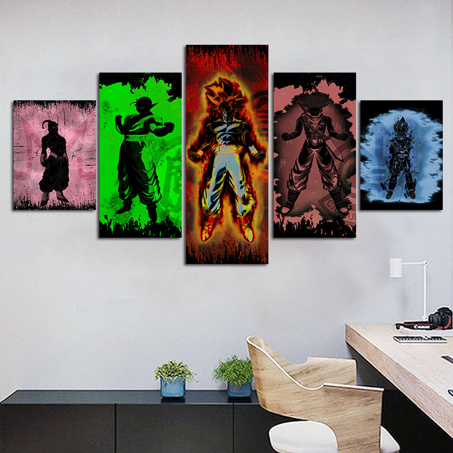 Dragon Ball Z Silhuetter - Canvas Veggkunst Maleri