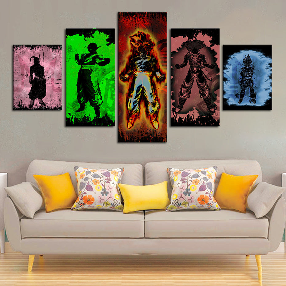 Dragon Ball Z Silhuetter - Canvas Veggkunst Maleri