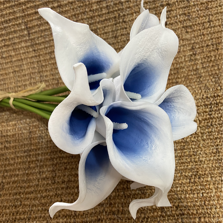 Skanto | 10 marineblå Calla lilje PU Real Touch blomster bryllupsdekorasjon buketter borddekorasjon kunstige blomster hjemmedekor