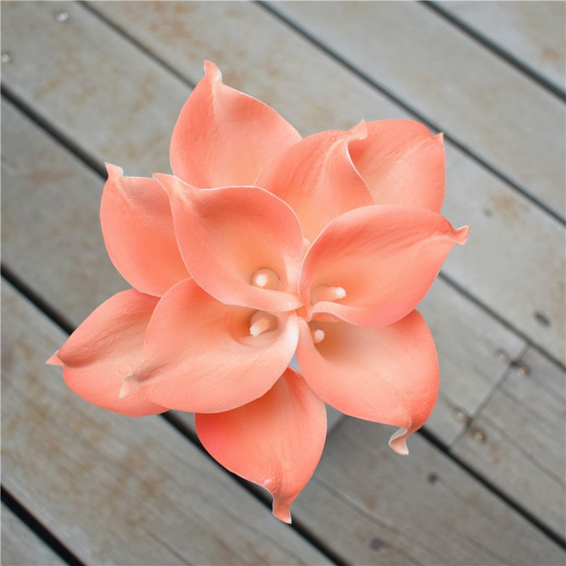 Skanto | 10 marineblå Calla lilje PU Real Touch blomster bryllupsdekorasjon buketter borddekorasjon kunstige blomster hjemmedekor