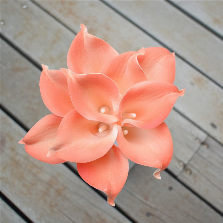 Skanto | 10 marineblå Calla lilje PU Real Touch blomster bryllupsdekorasjon buketter borddekorasjon kunstige blomster hjemmedekor