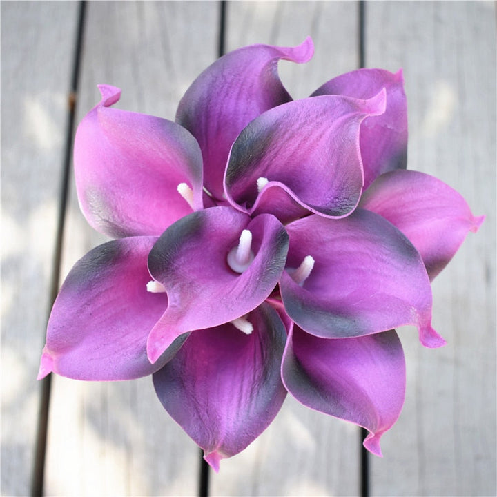 Skanto | 10 marineblå Calla lilje PU Real Touch blomster bryllupsdekorasjon buketter borddekorasjon kunstige blomster hjemmedekor