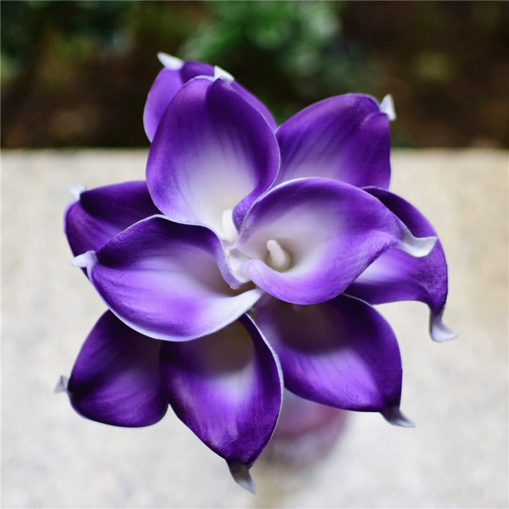 Skanto | 10 marineblå Calla lilje PU Real Touch blomster bryllupsdekorasjon buketter borddekorasjon kunstige blomster hjemmedekor