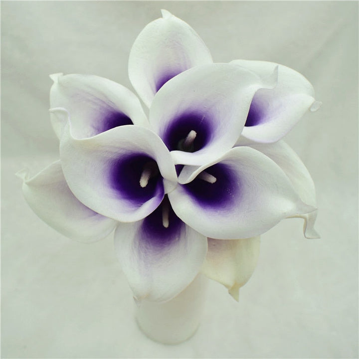 Skanto | 10 marineblå Calla lilje PU Real Touch blomster bryllupsdekorasjon buketter borddekorasjon kunstige blomster hjemmedekor