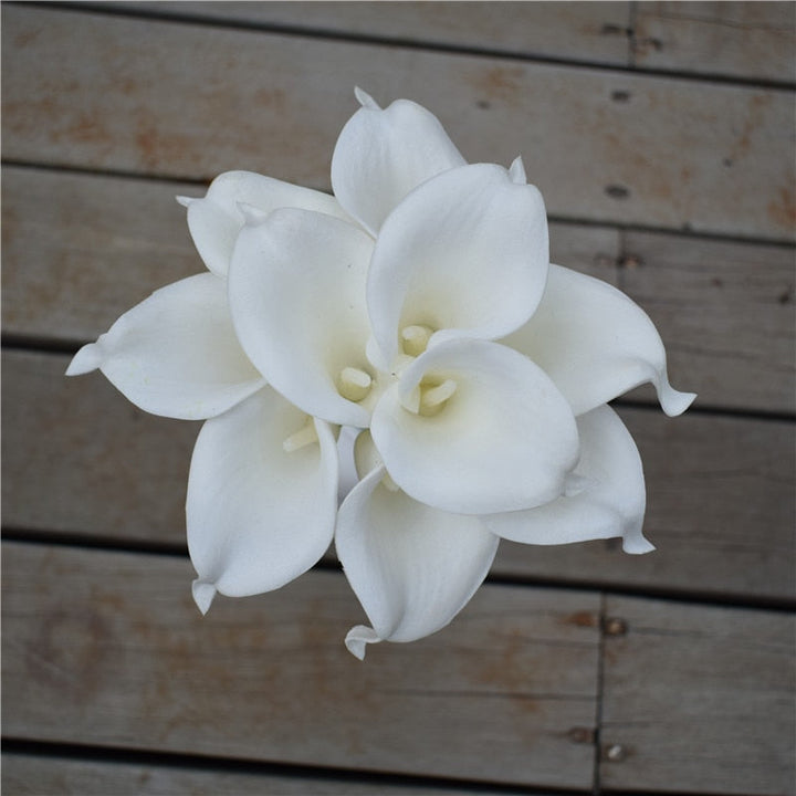 Skanto | 10 marineblå Calla lilje PU Real Touch blomster bryllupsdekorasjon buketter borddekorasjon kunstige blomster hjemmedekor