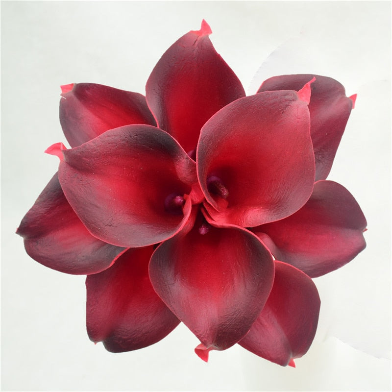 Skanto | 10 marineblå Calla lilje PU Real Touch blomster bryllupsdekorasjon buketter borddekorasjon kunstige blomster hjemmedekor