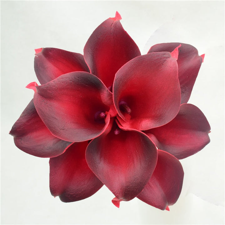 Skanto | 10 marineblå Calla lilje PU Real Touch blomster bryllupsdekorasjon buketter borddekorasjon kunstige blomster hjemmedekor
