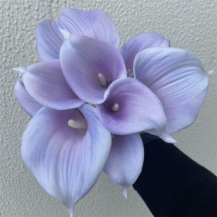 Skanto | 10 marineblå Calla lilje PU Real Touch blomster bryllupsdekorasjon buketter borddekorasjon kunstige blomster hjemmedekor