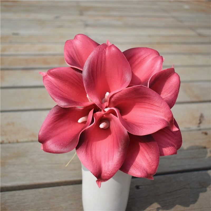 Skanto | 10 marineblå Calla lilje PU Real Touch blomster bryllupsdekorasjon buketter borddekorasjon kunstige blomster hjemmedekor