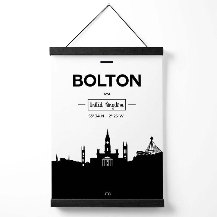 Bolton svart-hvitt bybildeplakat med oppheng