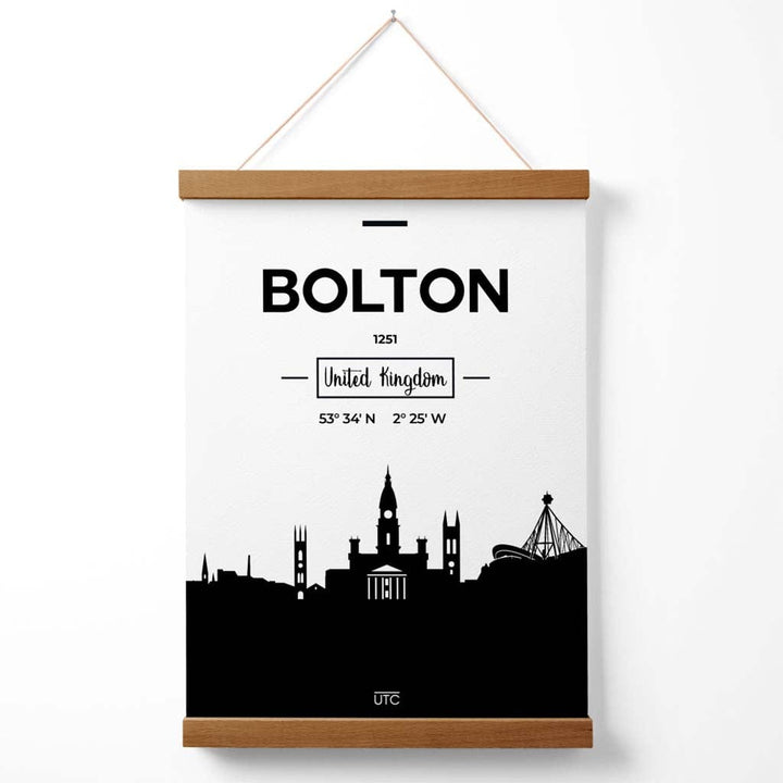 Bolton svart-hvitt bybildeplakat med oppheng