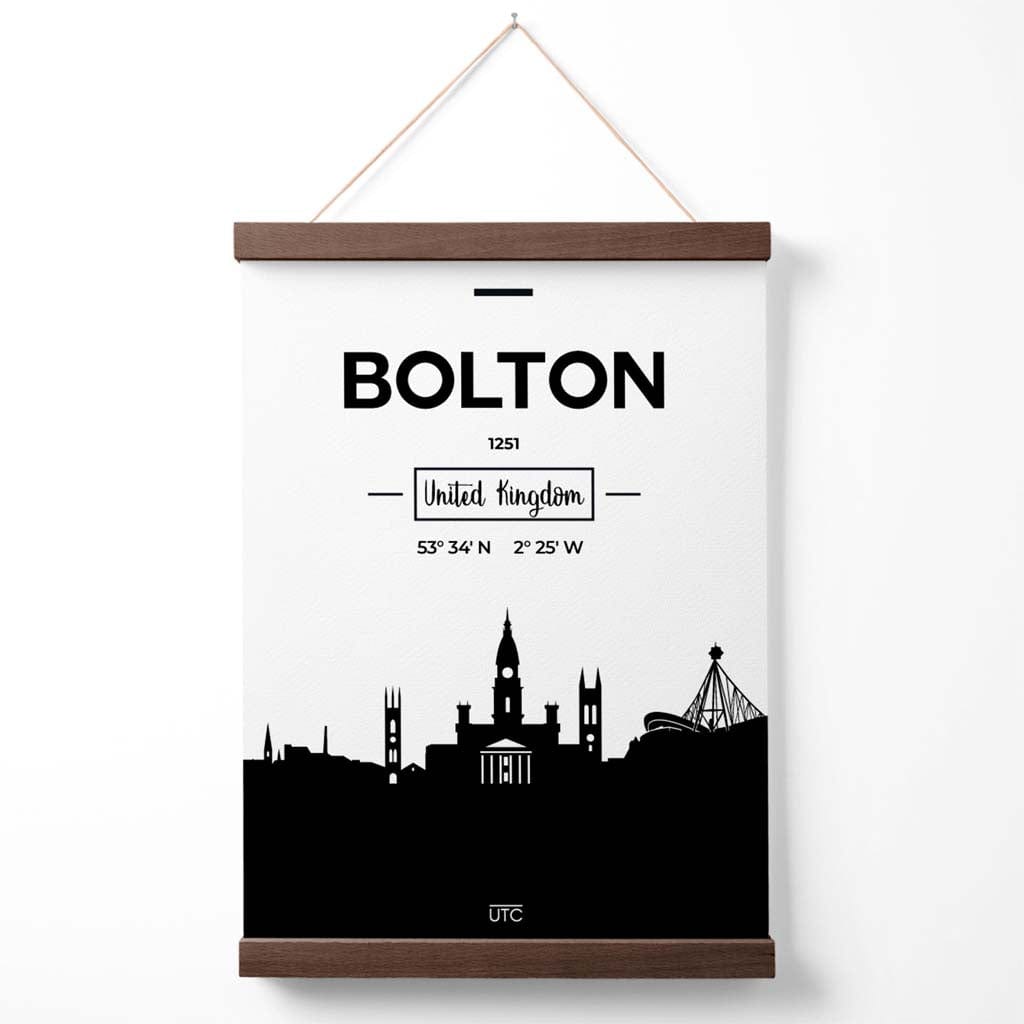 Bolton svart-hvitt bybildeplakat med oppheng