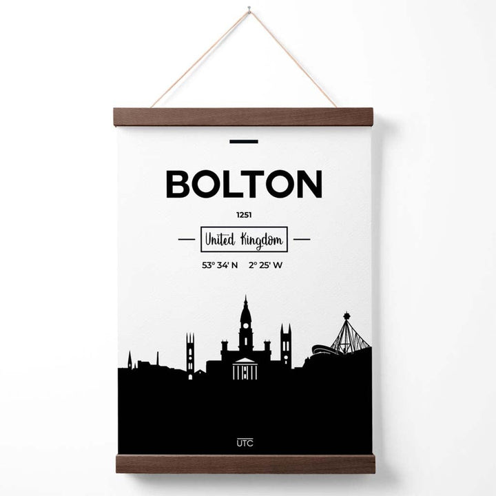 Bolton svart-hvitt bybildeplakat med oppheng