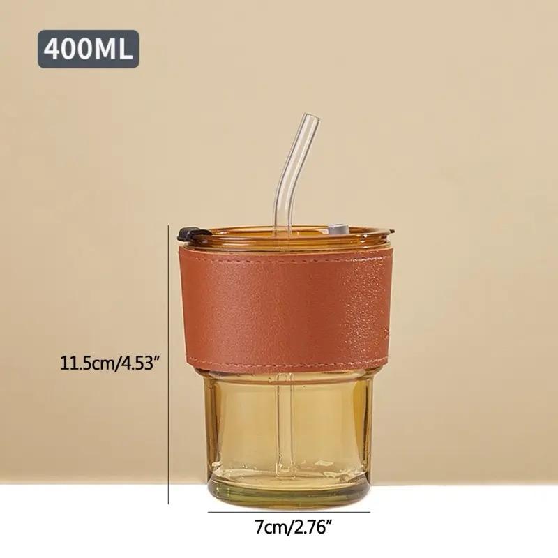 Drikkeglass med sugerør og lokk 400ML Skanto