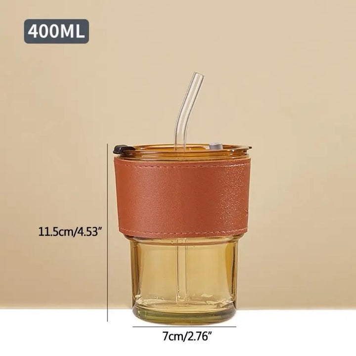 Drikkeglass med sugerør og lokk 400ML Skanto
