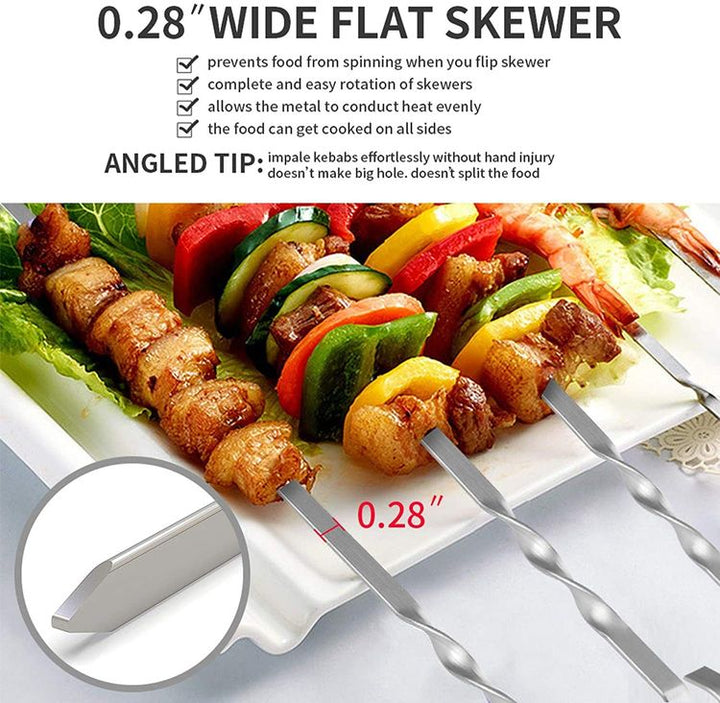 Skanto | Rustfritt Stål BBQ Verktøy Grill Spyd 10 Stykker