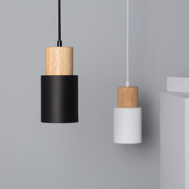 Skanto | Pendellampe Moderne Tre Svart Sylinder Lysarmatur