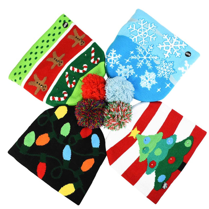 Skanto | 🎅LED Jule Strikkede Luer Lys opp Jule Beanie