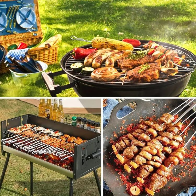 Skanto | Rustfritt Stål BBQ Verktøy Grill Spyd 10 Stykker