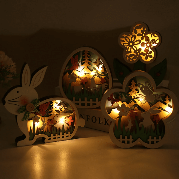 Påske Tre Ornamenter med LED Lys Kanin Bord Dekorasjoner | Skanto