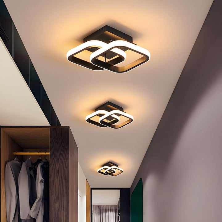 Deckenleuchte med LED-belysning, svart metallrahmen