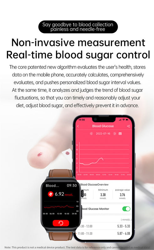 Skanto | GlucoseGuardian Smartklokke: Presisjon Blodsukker Sensor & Monitor - Essensiell Helseklokke for Blodsukker Kontroll