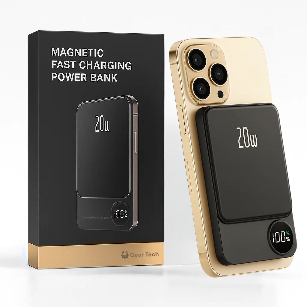 Skanto | Slank Magnetisk Hurtiglader Power Bank – Trådløs, Høy-kapasitet Backup Batteri for Alle Enheter