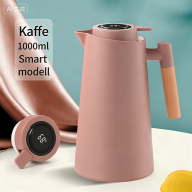 Skanto | Lattea – Termoskanne med temperaturvisning, lekkasjesikker design og trehåndtak